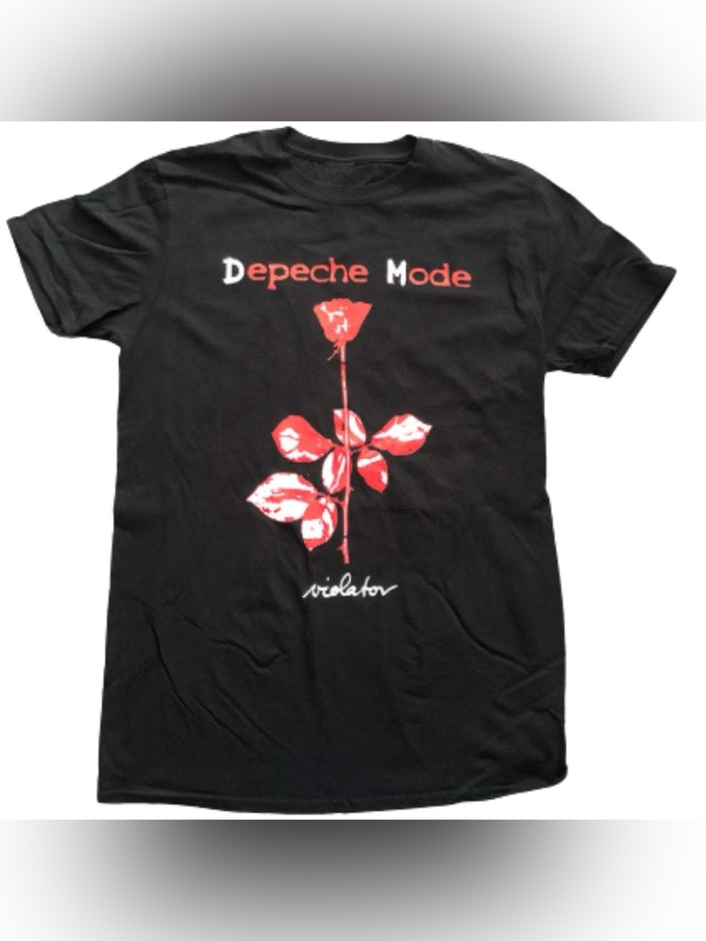 Gildan Black Short-Sleeve Tee with Red Rose Graphic